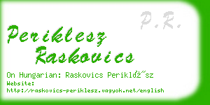 periklesz raskovics business card